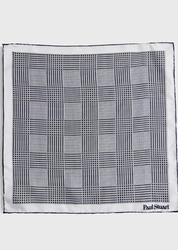 Printed Silk Glen Plaid Pocket Square
