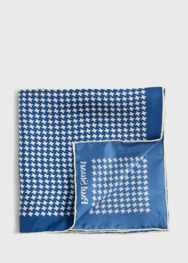 Printed Silk Houndstooth Pocket Square