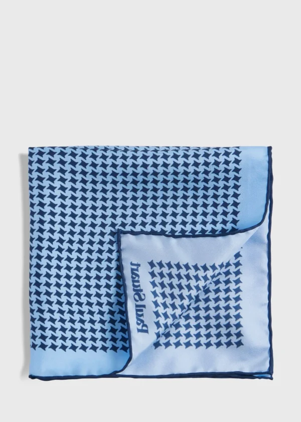 Printed Silk Houndstooth Pocket Square