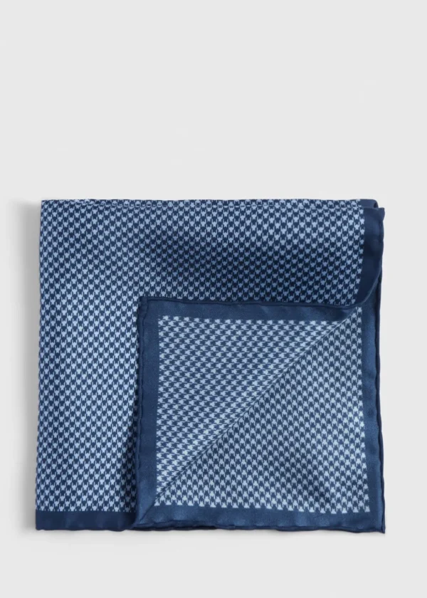 Printed Silk Houndstooth Pocket Square