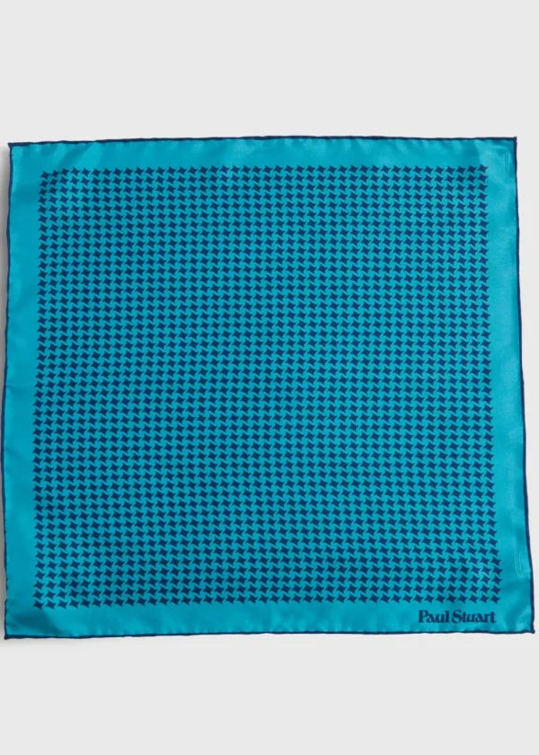 Printed Silk Houndstooth Pocket Square