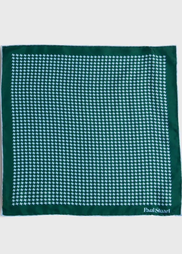 Printed Silk Houndstooth Pocket Square