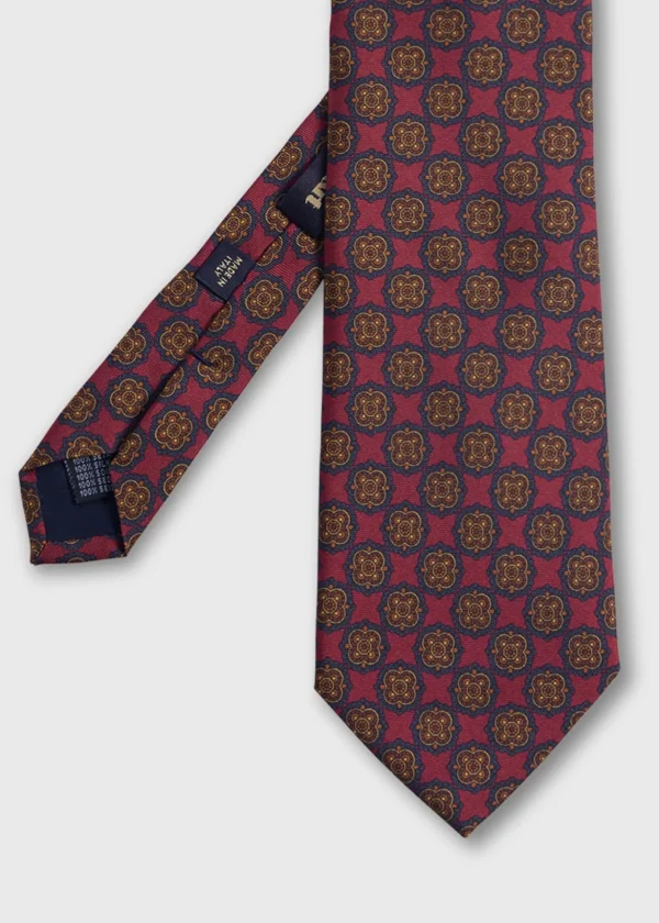 Printed Silk Madder Medallion Tie