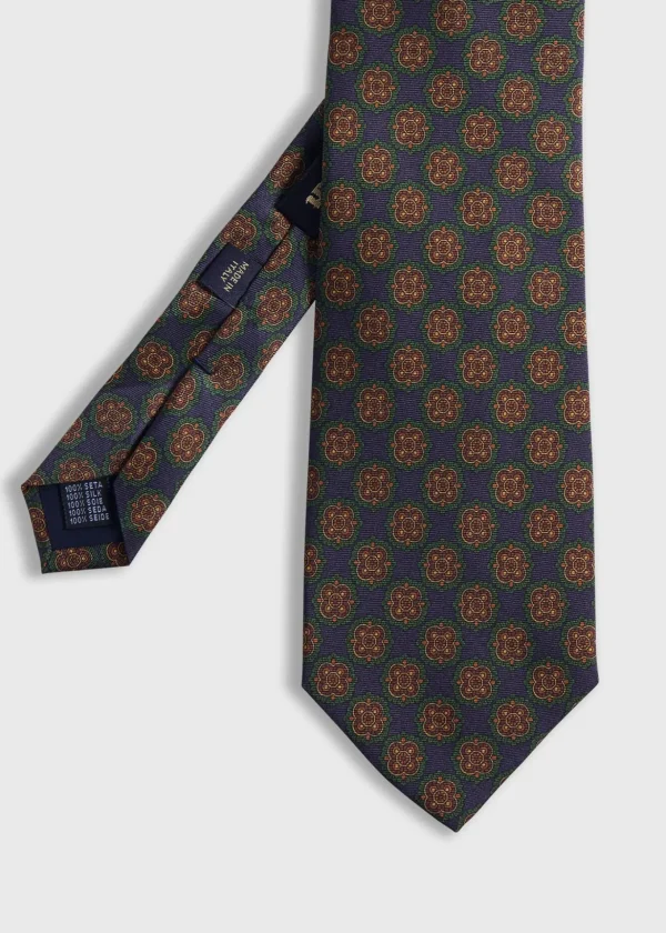 Printed Silk Madder Medallion Tie