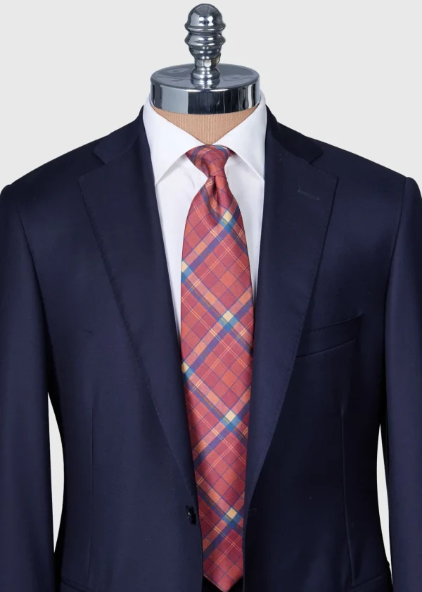 Printed Silk Madder Plaid Tie