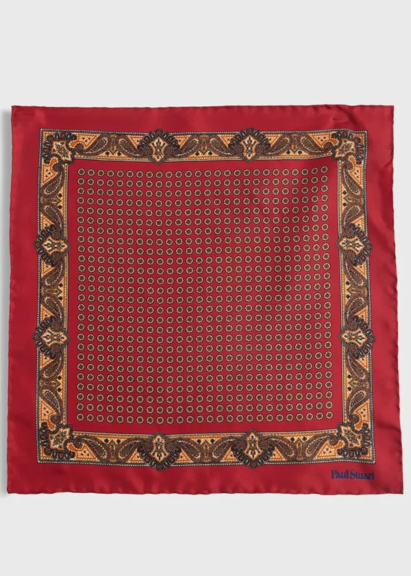 Printed Silk Medallion And Paisley Pocket Square
