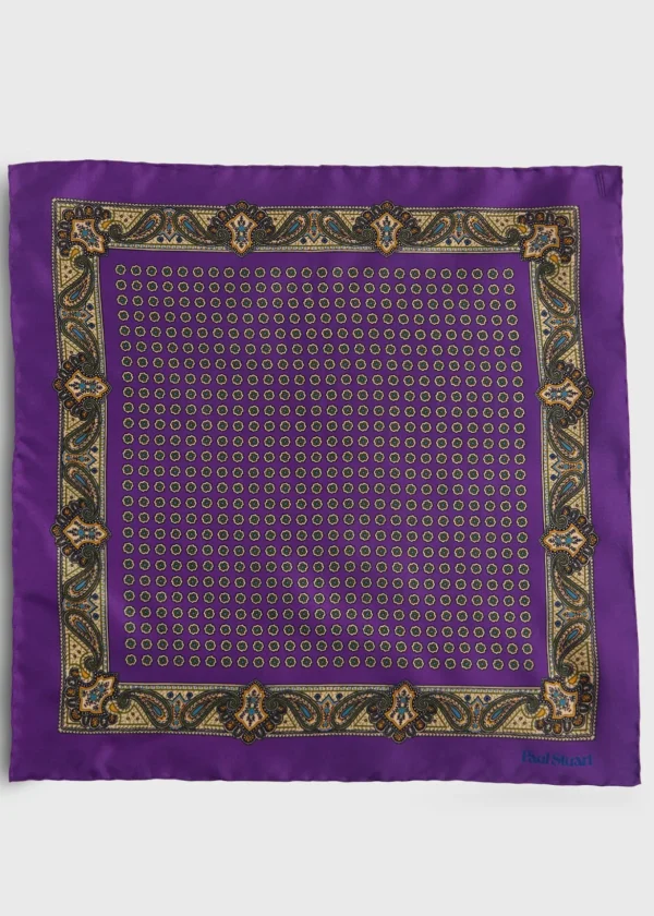Printed Silk Medallion And Paisley Pocket Square