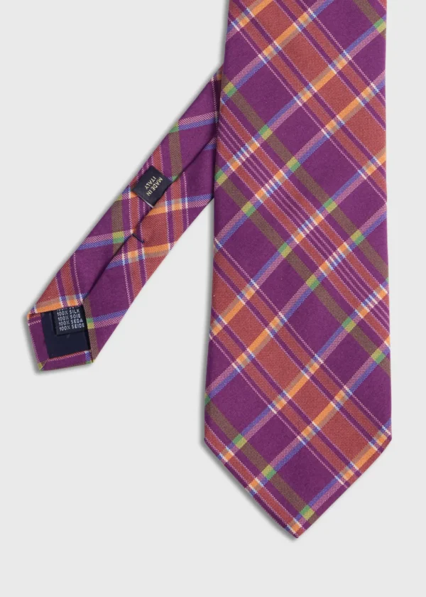 Printed Silk Plaid Tie