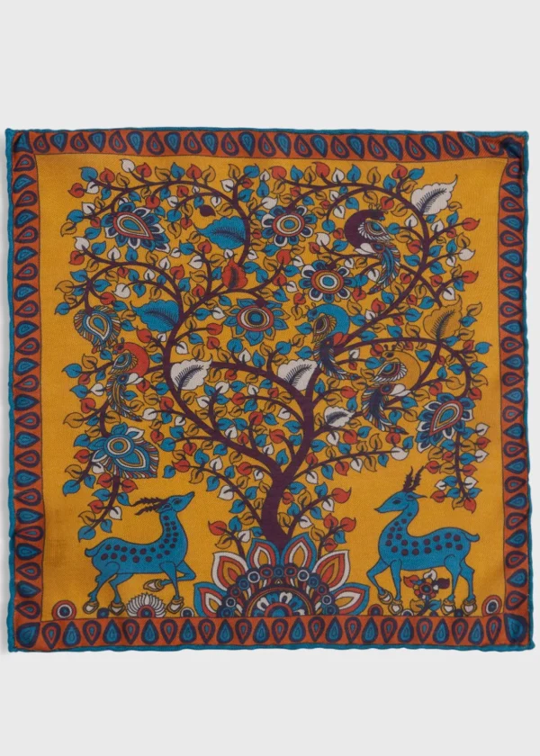 Printed Tree And Deer Pocket Square