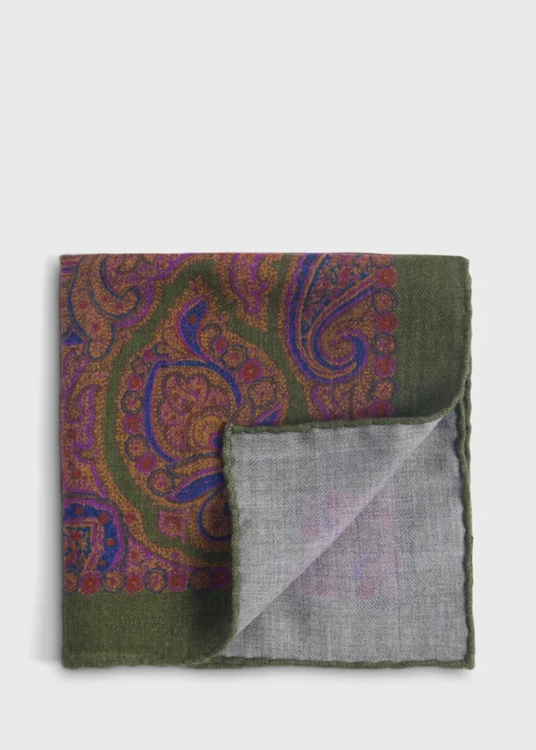 Printed Wool Flannel Paisley Pocket Square