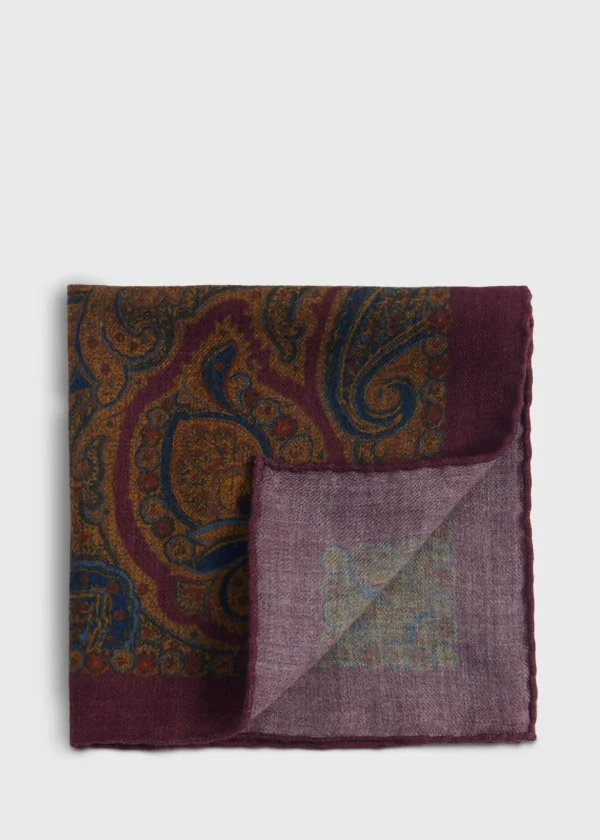 Printed Wool Flannel Paisley Pocket Square