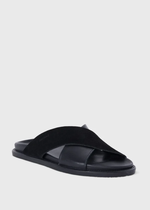Punta Leather & Suede Crossover Slide