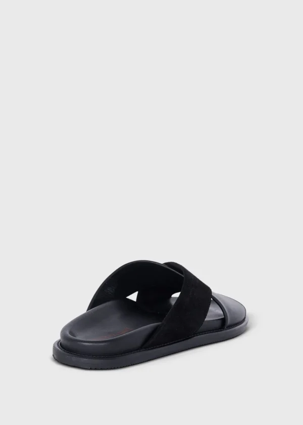 Punta Leather & Suede Crossover Slide