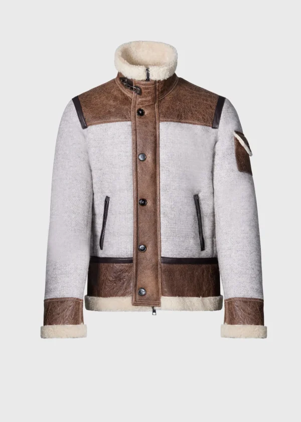 Quilted Jacket With Suede And Shearling Trim