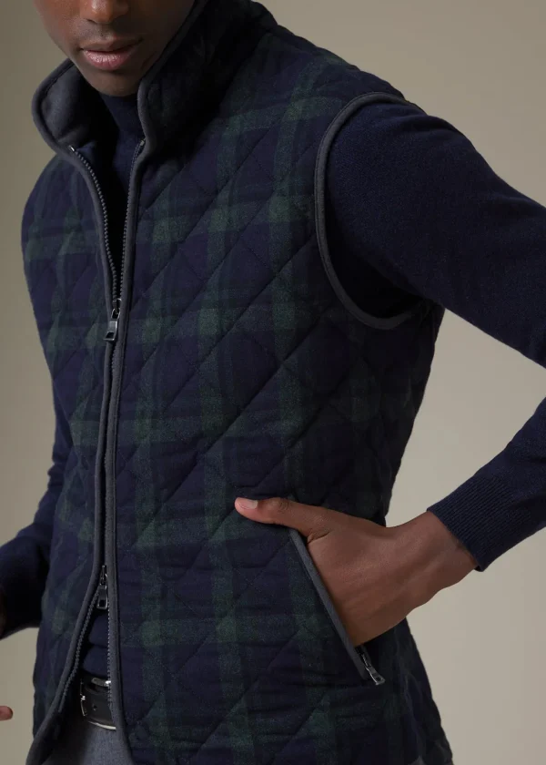 Quilted Wool Plaid Vest