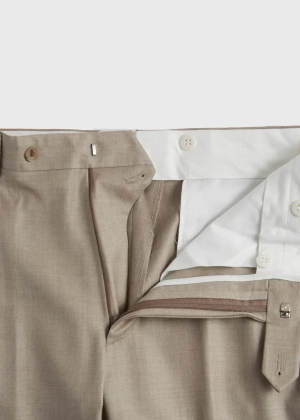 Sand Super 130s Plain Front Trouser