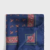 Silk Deco Stripe And Bird Print Pocket Square