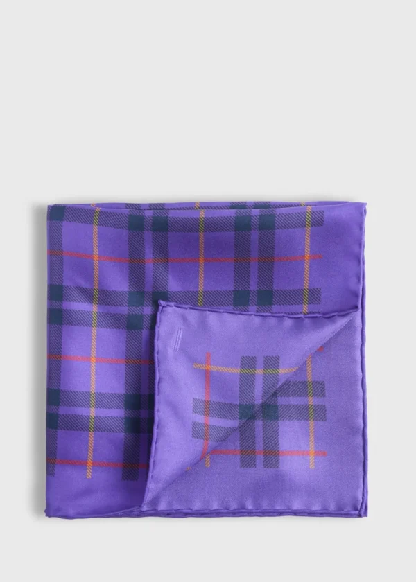 Silk Plaid Print Pocket Square
