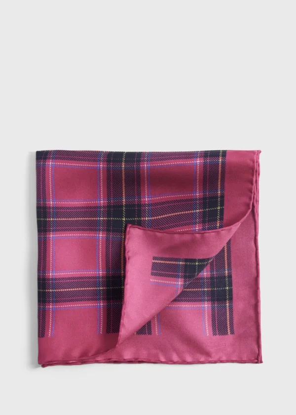 Silk Plaid Print Pocket Square