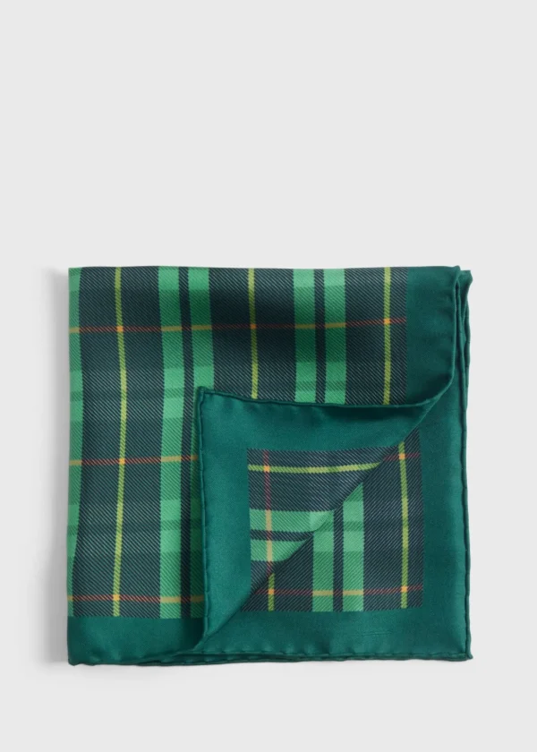 Silk Plaid Print Pocket Square