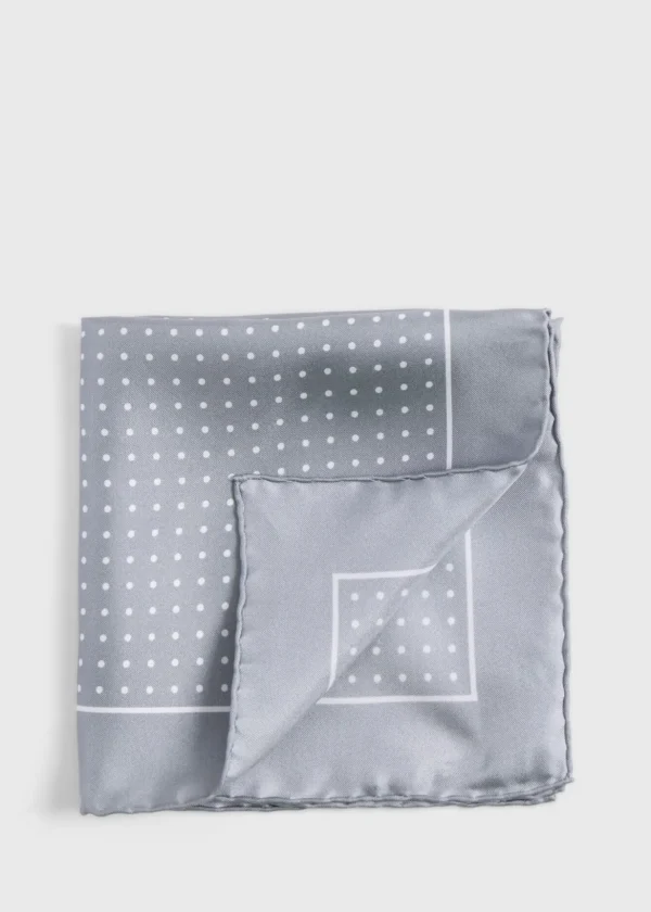 Silk Twill Dot Print Pocket Square