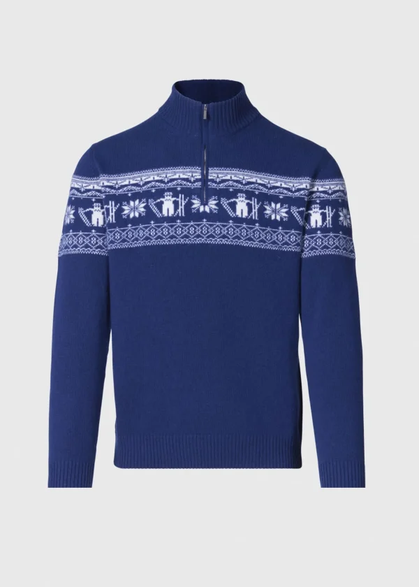 Ski Motif Quarter Zip Sweater