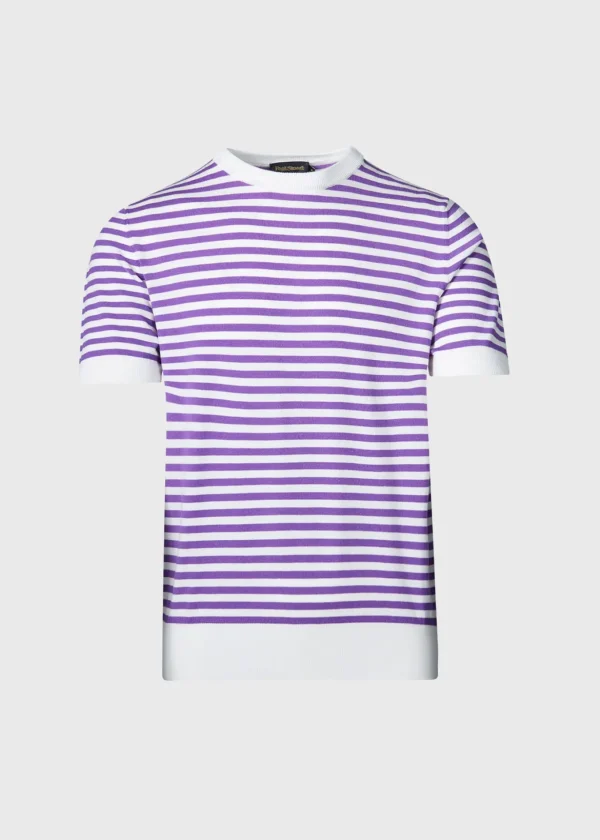 Stripe Knit Short Sleeve Crewneck