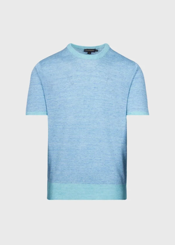Striped Short Sleeve Linen Crewneck