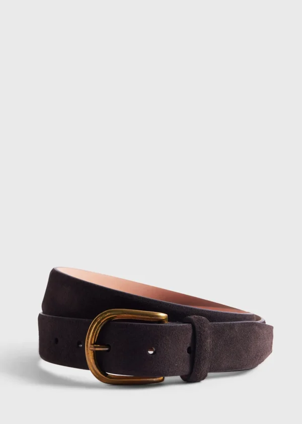 Suede Belt With Brass Buckle