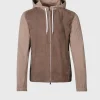 Suede Front Hooded Jacket