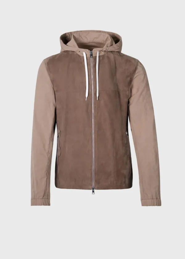 Suede Front Hooded Jacket