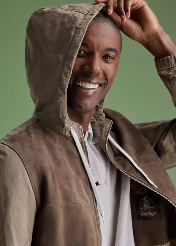 Suede Front Hooded Jacket