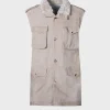 Suede Safari Vest With Shearling