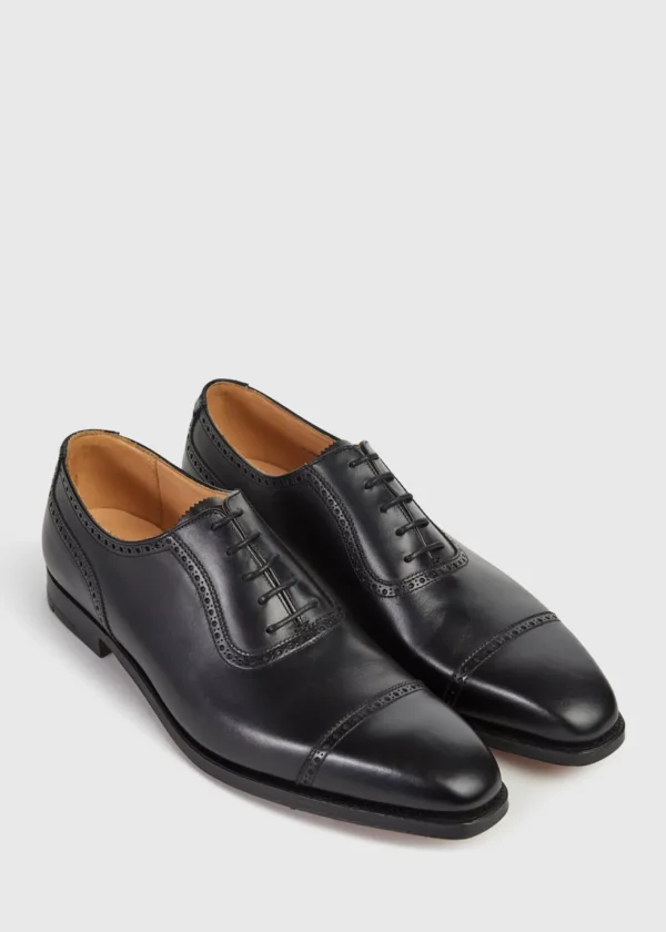 The Westbourne Black Leather Cap Toe