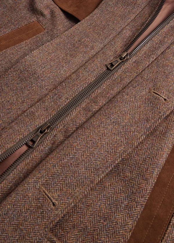 Tweed Hunting Jacket With Suede Trim