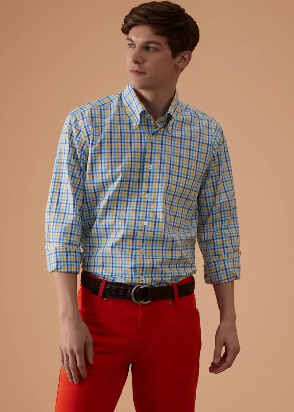 Two Color Check Cotton Sport Shirt