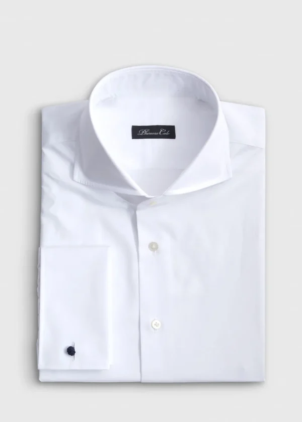 White Poplin Dress Shirt With French Cuff