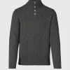 Wool & Cashmere Donegal Button Mock Neck
