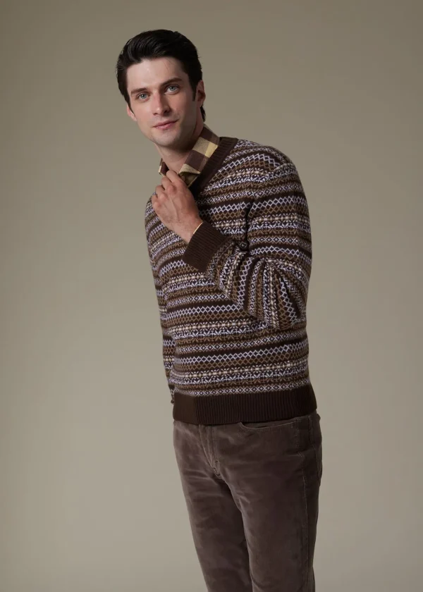 Wool & Cashmere Fair Isle V-Neck Sweater