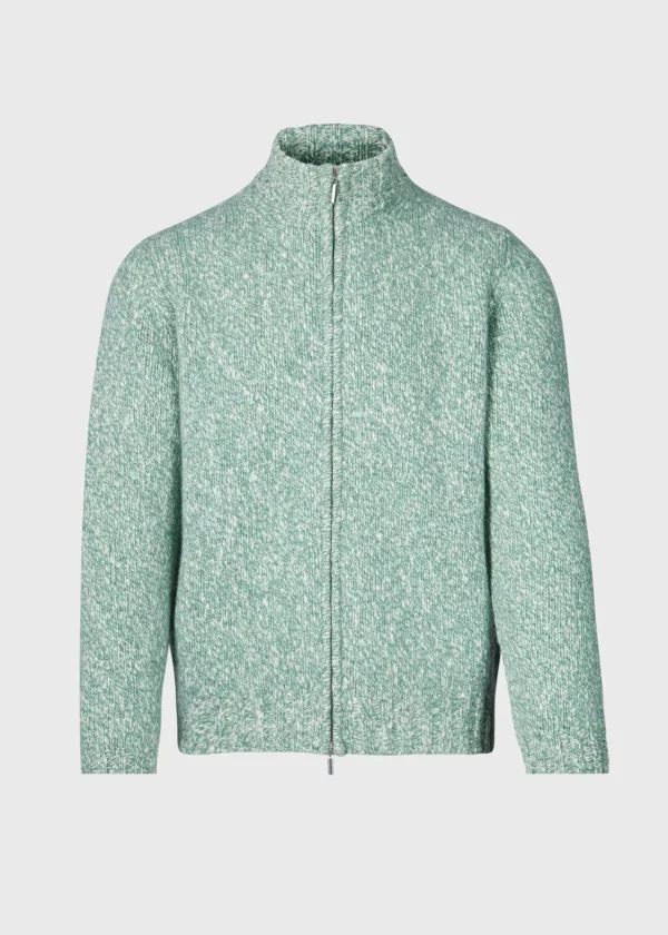 Wool & Cashmere Marled Zip Cardigan