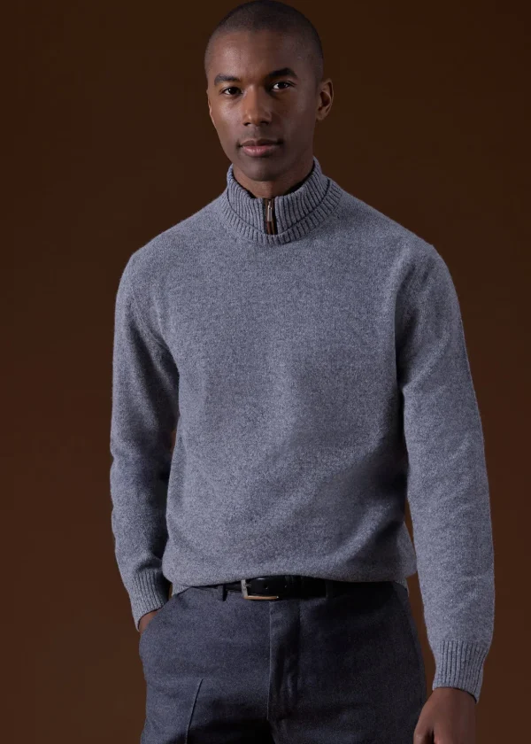 Wool & Cashmere Mock Neck Zip Sweater