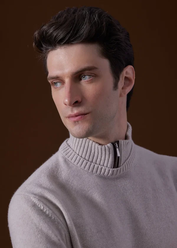 Wool & Cashmere Mock Neck Zip Sweater