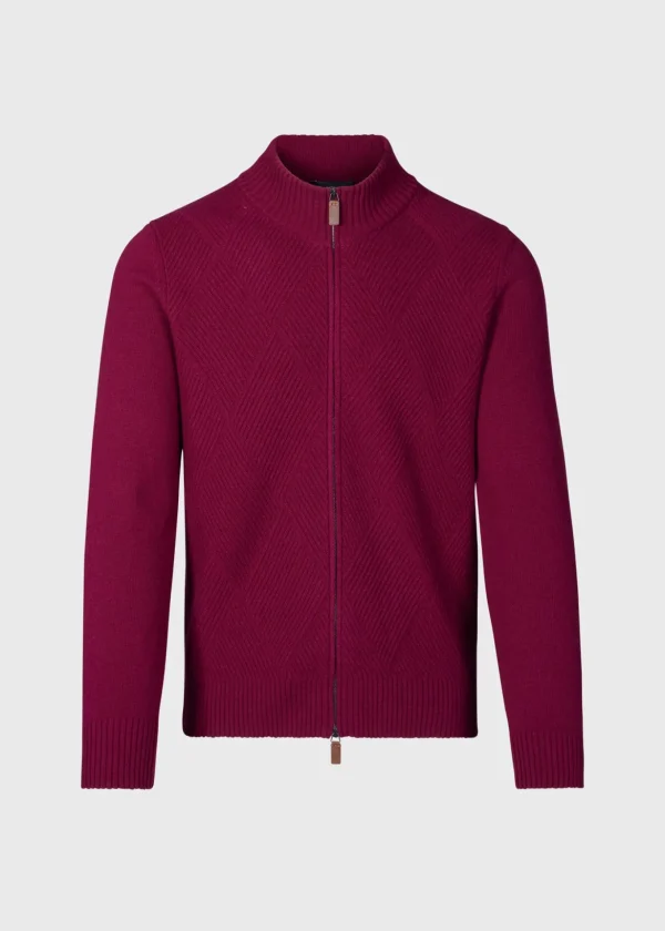 Wool And Cashmere Full Zip Jacquard Cardigan