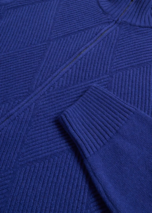 Wool And Cashmere Full Zip Jacquard Cardigan