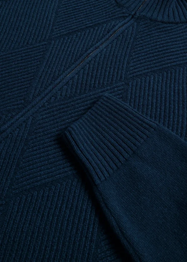 Wool And Cashmere Full Zip Jacquard Cardigan