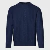 Wool Cable And Rib Crewneck Sweater