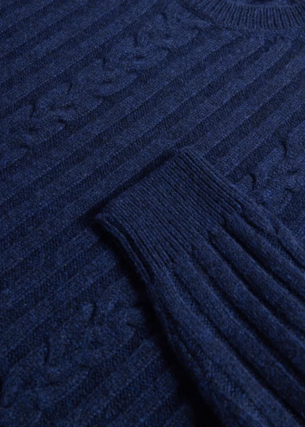 Wool Cable And Rib Crewneck Sweater