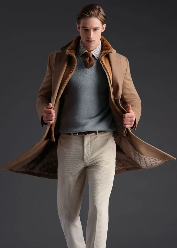 Wool Coat With Shearling Gilet