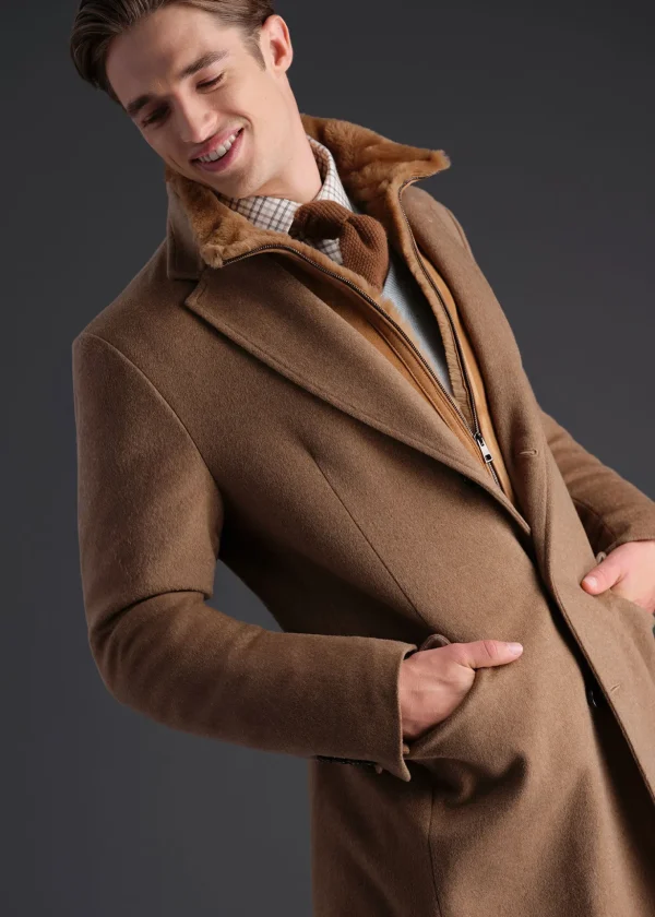 Wool Coat With Shearling Gilet