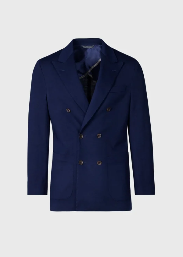 Wool Knit Jersey Double Breasted Blazer